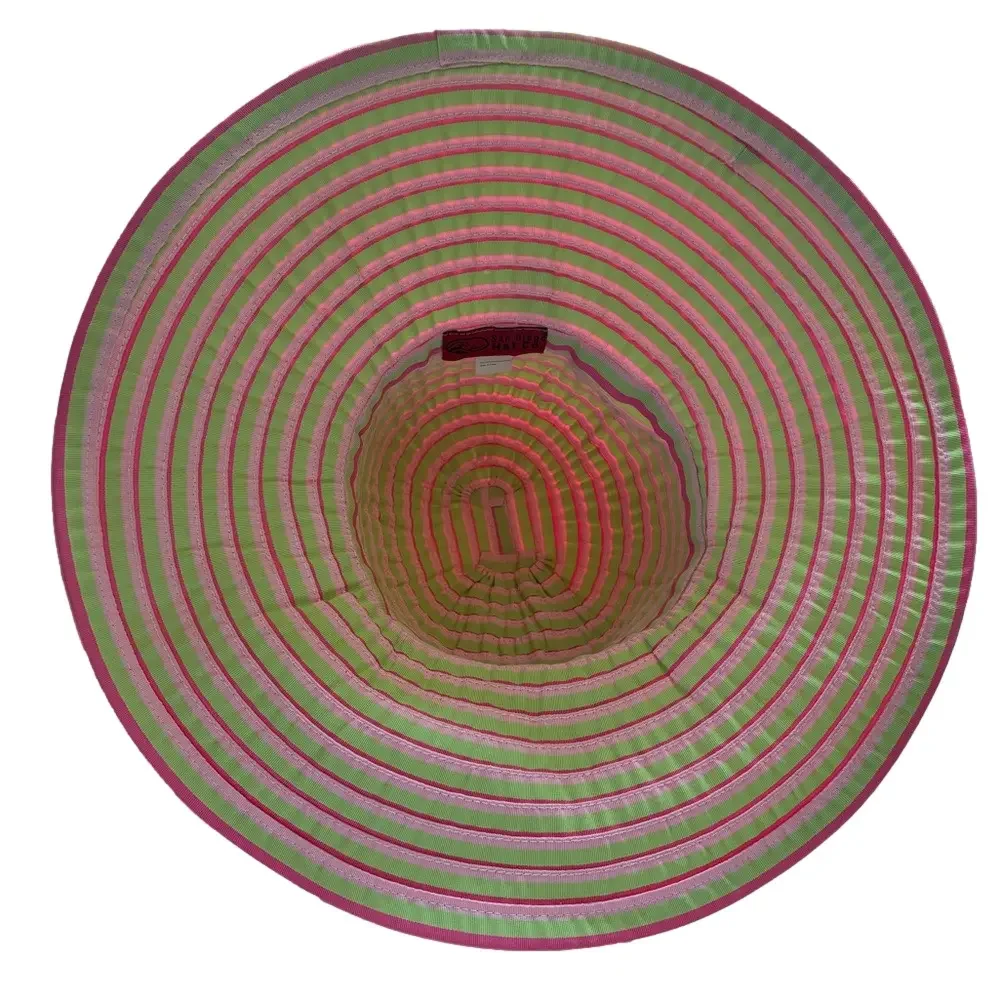San Diego Hat Co Pink & Green Striped Wide Brim Sun Hat